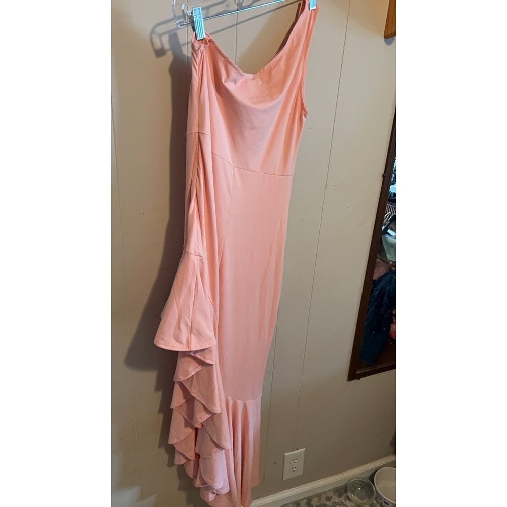 BAOSUU One-Shoulder Ruffle Pink Dress - Picture 3 of 3